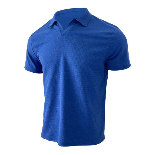 Rami™ - Vaffelstrikket Polo T-paita miehille – Lyhythihainen V-kaulus