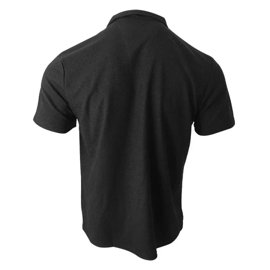 Rami™ - Vaffelstrikket Polo T-paita miehille – Lyhythihainen V-kaulus