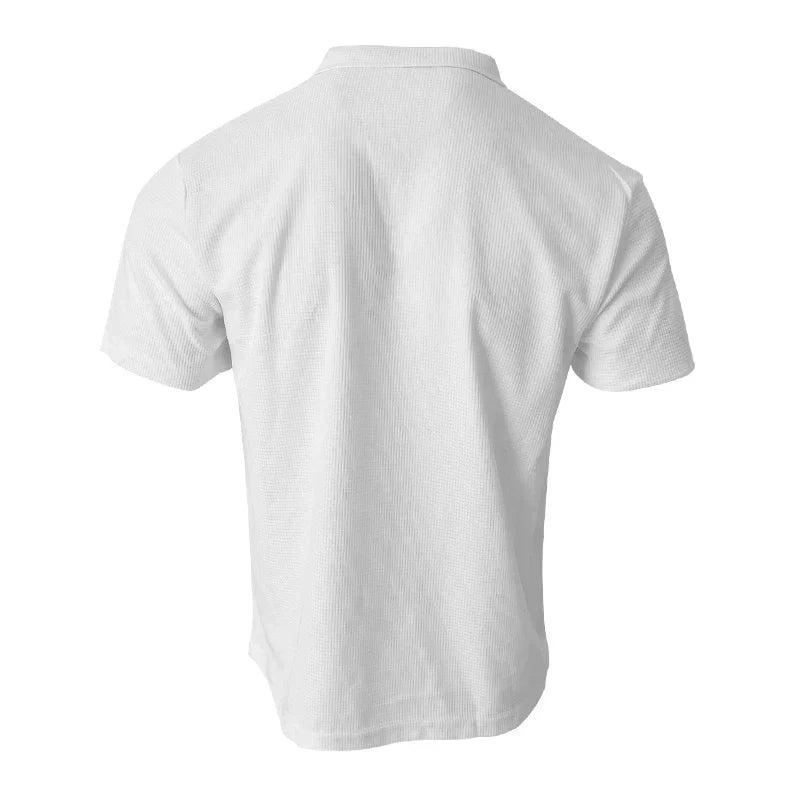 Rami™ - Vaffelstrikket Polo T-paita miehille – Lyhythihainen V-kaulus