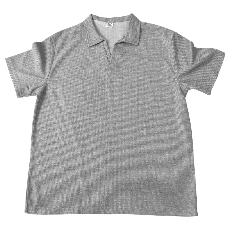 Rami™ - Vaffelstrikket Polo T-paita miehille – Lyhythihainen V-kaulus